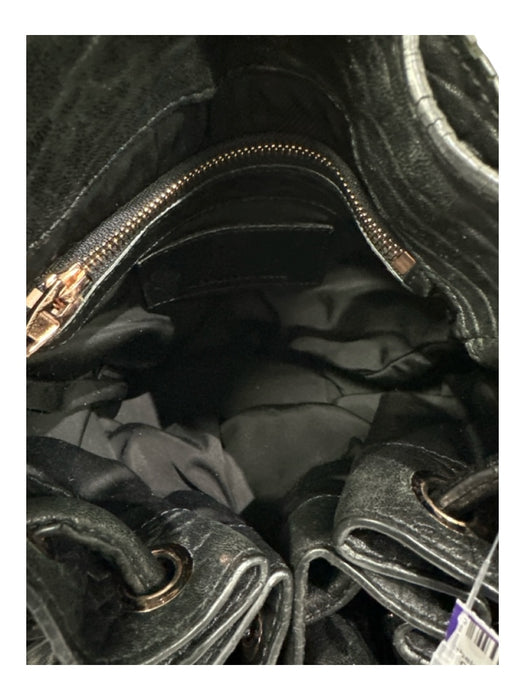 Alexander Wang Black Leather Embossed Stud Detail Rose gold hardware Bag Black / M