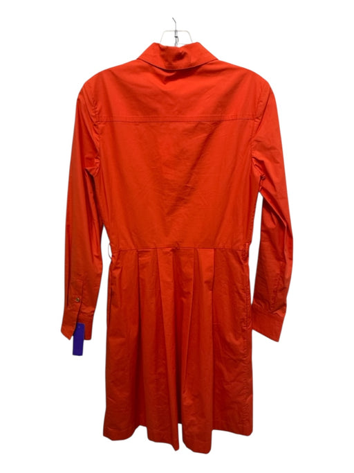 Tory Burch Size 2 Orange Cotton Quarter Button Breast Pockets Peplum Dress Orange / 2