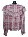 Loveshackfancy Size S Pink & gray Silk Plaid Sheer Button Front Long Sleeve Top Pink & gray / S