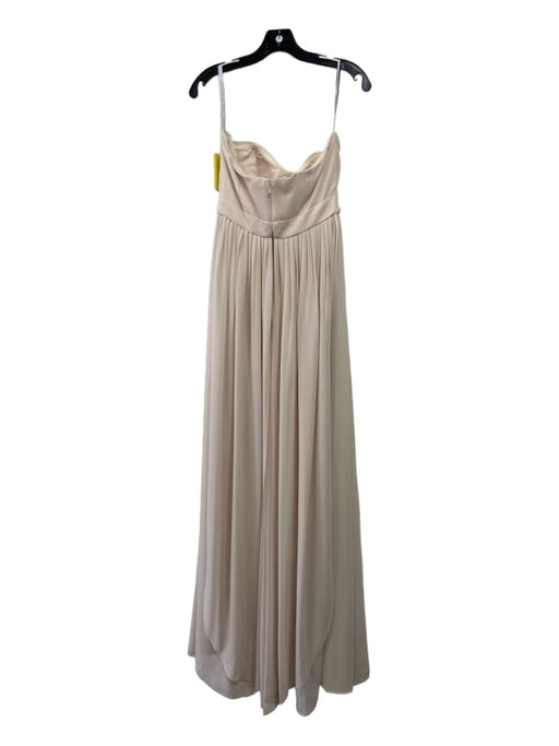 Jenny Yoo Size 8 Beige Polyester Strapless Floor Length Pleated Twist Front Gown Beige / 8
