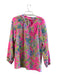 Lily Pulitzer Size M Pink & Multi Silk Long Sleeve Floral V Neck 3/4 Button Top Pink & Multi / M