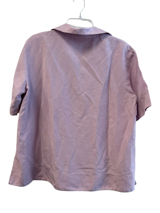 Lafayette 148 Size M Lavendar Silk & Linen Short Sleeve solid color V Neck Top Lavendar / M