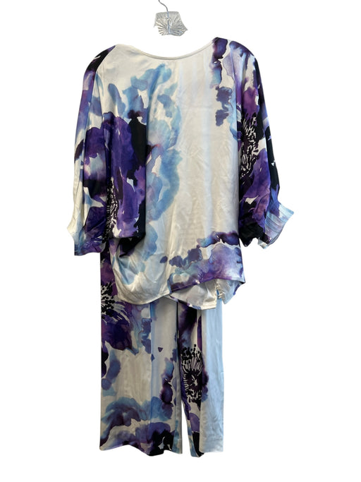 Trina Turk Size M Purple & Multi Rayon Elastic & Drawstring Waist Pants Set Purple & Multi / M