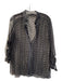 Elie Tahari Size Est M Black Sheer Button Up Perforated Long Sleeve Top Black / Est M