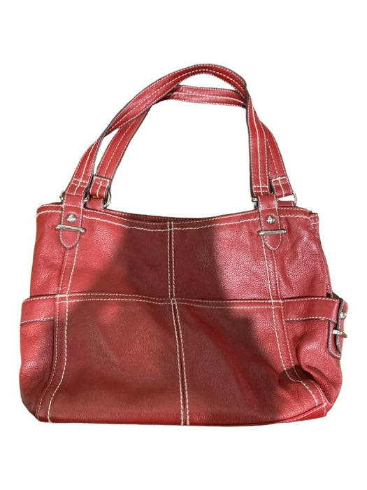 Tignanello Dark Red Leather Shoulder Strap Snap Clasp Outside Pocket Bag Dark Red / Medium