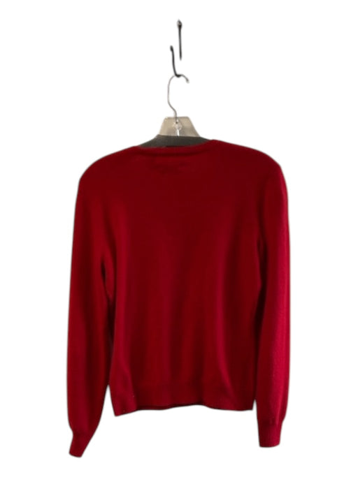 Lauren Ralph Lauren Size M Red Cashmere Round Neck Button Detail Long Sleeve Top Red / M