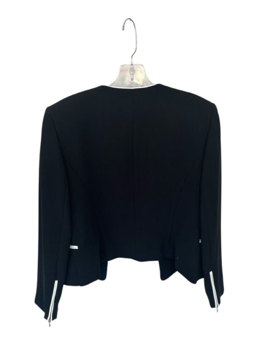 Tahari Size 10 Black & White Polyester Blend Lining Detail Long Sleeve Jacket Black & White / 10