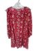Antik Batik Size L red & cream Cotton Floral Design Mini Long Sleeve Dress red & cream / L