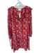 Antik Batik Size L red & cream Cotton Floral Design Mini Long Sleeve Dress red & cream / L