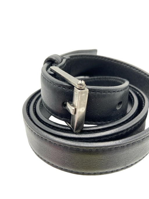 YSL Black Leather Solid Silver hardware Men's Belt