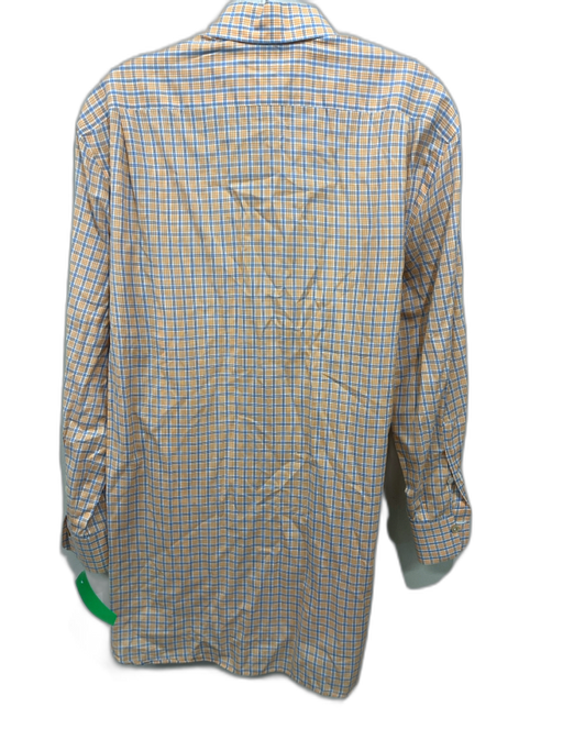Kiton Size S Orange & Blue Cotton Plaid Button up Men's Long Sleeve Shirt Orange & Blue / S