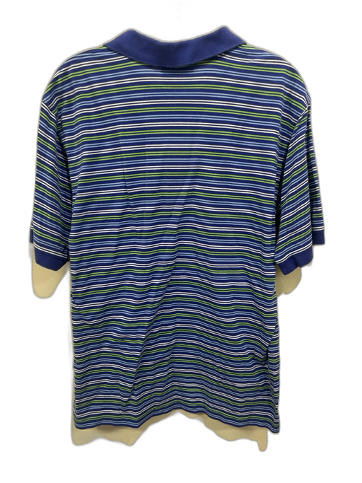 Masters Size M Blue & White Cotton Striped Polo Men's Short Sleeve Blue & White / M
