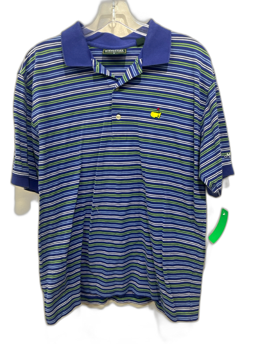 Masters Size M Blue & White Cotton Striped Polo Men's Short Sleeve Blue & White / M