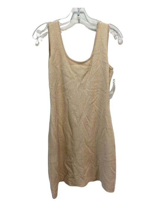 St. John Evening Size 4 Beige Wool Blend Shimmer Sleeveless Knit Dress Beige / 4