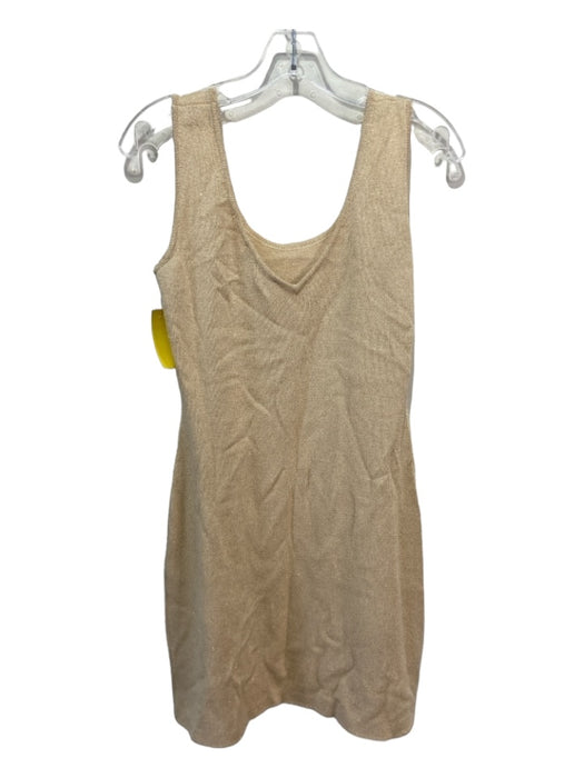 St. John Evening Size 4 Beige Wool Blend Shimmer Sleeveless Knit Dress Beige / 4