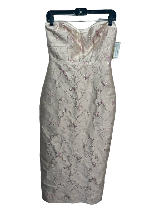 ML Monique Lhuillier Size 4 Pale PInk & Pink Polyester Jacquard Floral Dress Pale PInk & Pink / 4