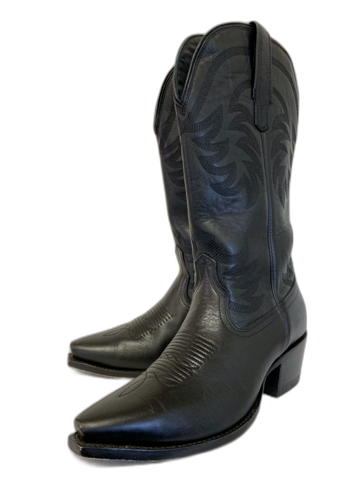 Tecovas Shoe Size 9.5 Black Leather Knee High Cowboy Square Toe Boots Black / 9.5