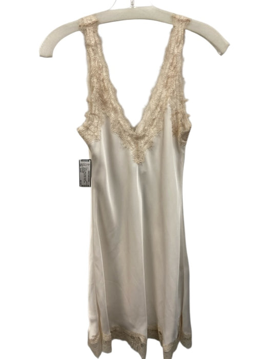 Ten Aritzia Size Small White & Beige Polyester Sleeveless Lace Trim V Neck Dress White & Beige / Small