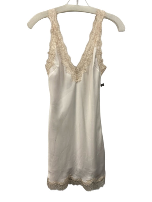 Ten Aritzia Size Small White & Beige Polyester Sleeveless Lace Trim V Neck Dress White & Beige / Small