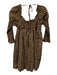 Free People Size XS Brown, Burgundy & Black Cotton Long puff sleeve Dress Brown, Burgundy & Black / XS