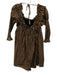 Free People Size XS Brown, Burgundy & Black Cotton Long puff sleeve Dress Brown, Burgundy & Black / XS
