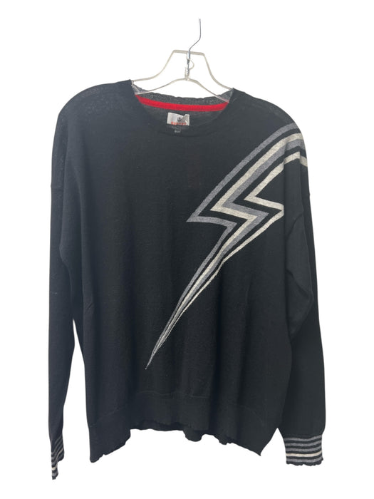 Sundry Size 1 Black Wool Round Neck Long Sleeve Lightning Bolts Sweater Black / 1