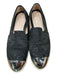 Miu Miu Shoe Size 39 Black & Silver Canvas Toe cap Slip On Almond Toe Flat Shoes Black & Silver / 39