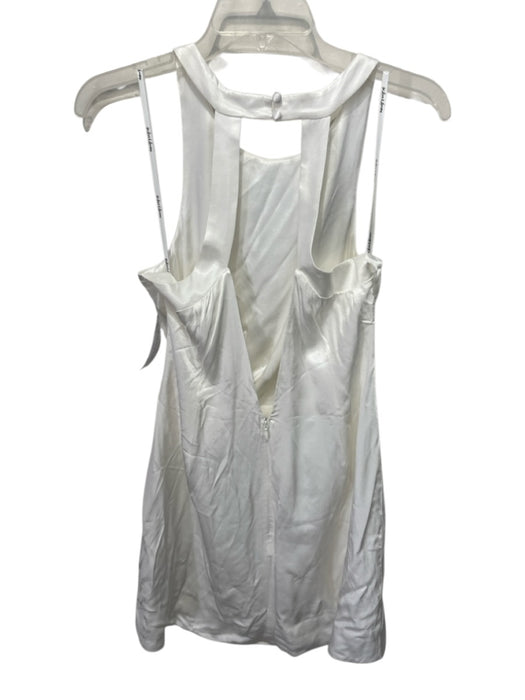 For Love & Lemons Size L White Ecovero Blend Satin Halter Cutout Dress White / L