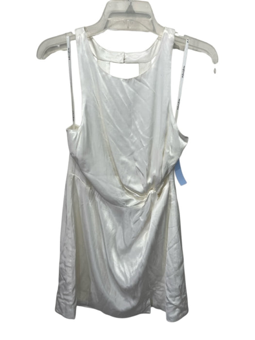 For Love & Lemons Size L White Ecovero Blend Satin Halter Cutout Dress White / L