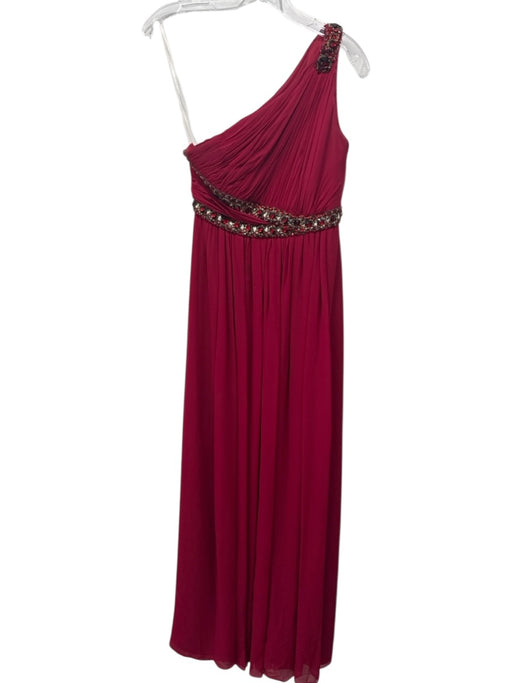 Marchesa Notte Size 4 Red & Gold Silk One Shoulder Beaded Design Gathered Gown Red & Gold / 4