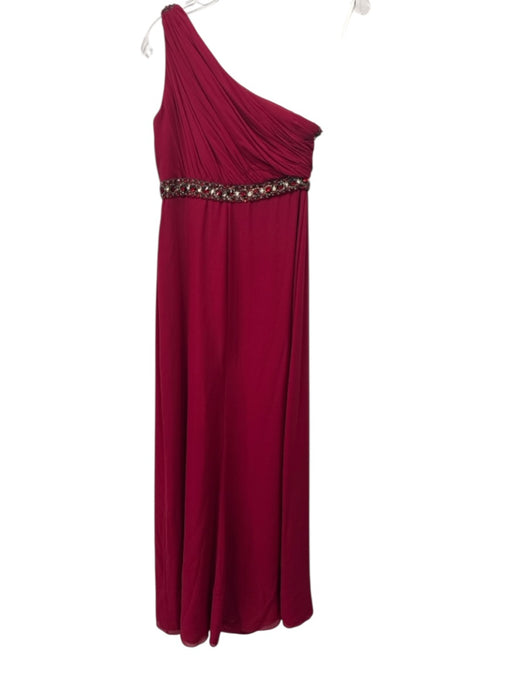 Marchesa Notte Size 4 Red & Gold Silk One Shoulder Beaded Design Gathered Gown Red & Gold / 4