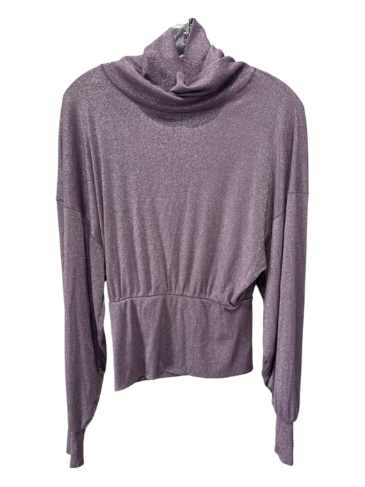 Free People Size Small Purple Rayon Blend Long Sleeve Glitter turtle neck Top Purple / Small