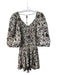 Love The Label Size S Beige, Black & Multi Cotton Ruched Nature Print Dress Beige, Black & Multi / S