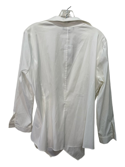 Lafayette Size 16 White Cotton Long Sleeve Gathered Collar Surplice Top White / 16
