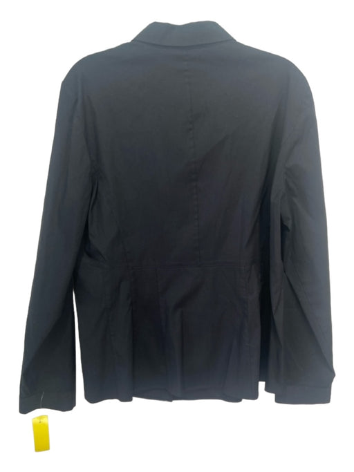 Lafayette Size 16 Black Cotton Button Front Long Sleeve Collar Top Black / 16