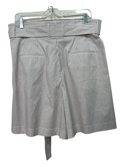 Lafayette Size 14 Beige & White Cotton & Acetate Vertical Stripes Pockets Shorts Beige & White / 14