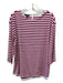 Lafayette Size XL Red & White Cotton Horizontal Stripes Round Neck Back Zip Top Red & White / XL