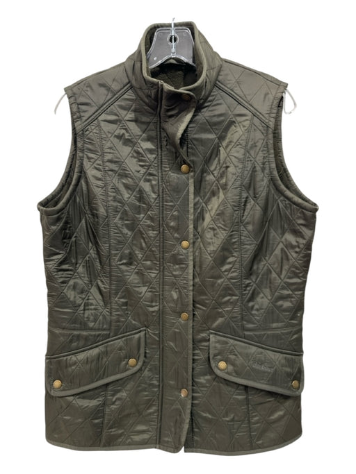 Barbour Size 12 Olive Green Polymide & Polyester Diamond Quilted Vest Jacket Olive Green / 12