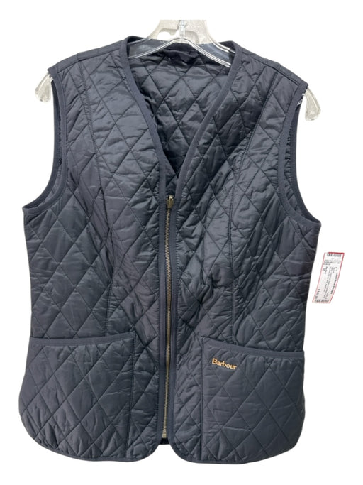 Barbour Size 10 Navy Polymide Diamond Quilted Patch Pocket Zip Up Vest Jacket Navy / 10