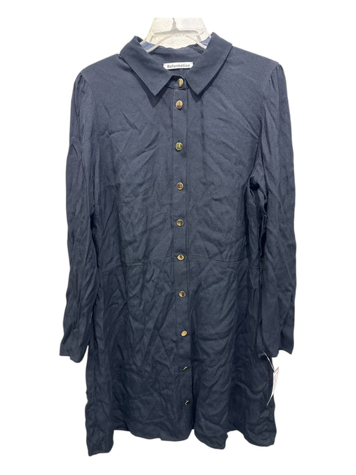 Reformation Size 12 Black & Gold Viscose & Rayon Long Sleeve Paneled Dress Black & Gold / 12