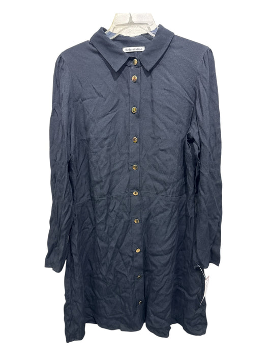 Reformation Size 12 Black & Gold Viscose & Rayon Long Sleeve Paneled Dress Black & Gold / 12