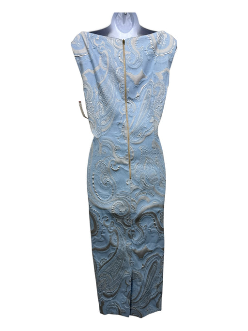 Escada Size 44 Baby Blue, Silver & Black Cotton & Polyester Sleeveless Dress Baby Blue, Silver & Black / 44