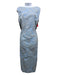 Escada Size 44 Baby Blue, Silver & Black Cotton & Polyester Sleeveless Dress Baby Blue, Silver & Black / 44