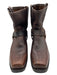 Frye Shoe Size 9 Brown Leather Square Toe Stacked Heel Brass Buckles Biker Boots Brown / 9