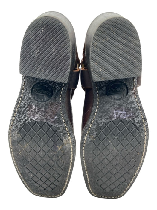 Frye Shoe Size 9 Brown Leather Square Toe Stacked Heel Brass Buckles Biker Boots Brown / 9