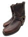 Frye Shoe Size 9 Brown Leather Square Toe Stacked Heel Brass Buckles Biker Boots Brown / 9
