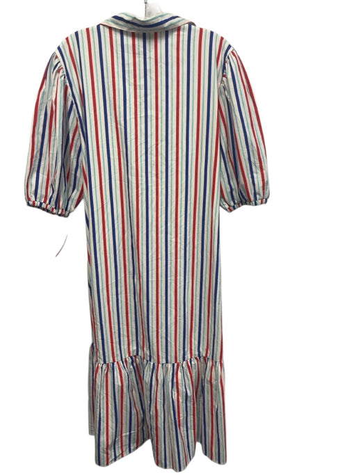 Addison Bay Size L White, Blue, Red Cotton Stripe Button Down Midi Dress White, Blue, Red / L