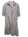 Addison Bay Size L White, Blue, Red Cotton Stripe Button Down Midi Dress White, Blue, Red / L