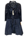 Rickie Freeman for Teri Jon Size 14 Navy Blue Polyester Satin Mesh Upper Dress Navy Blue / 14
