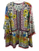 Johnny Was Size 2X White & Multi Silk Geometric Floral Print Button Up Top White & Multi / 2X